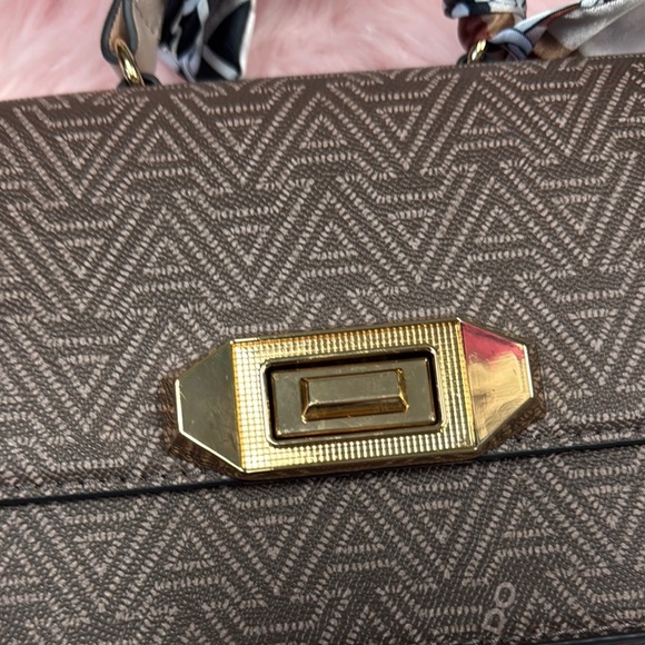 Aldo Brown and Gray Chevron Crossbody Bag with Gold Hardware - Picture 10 of 11